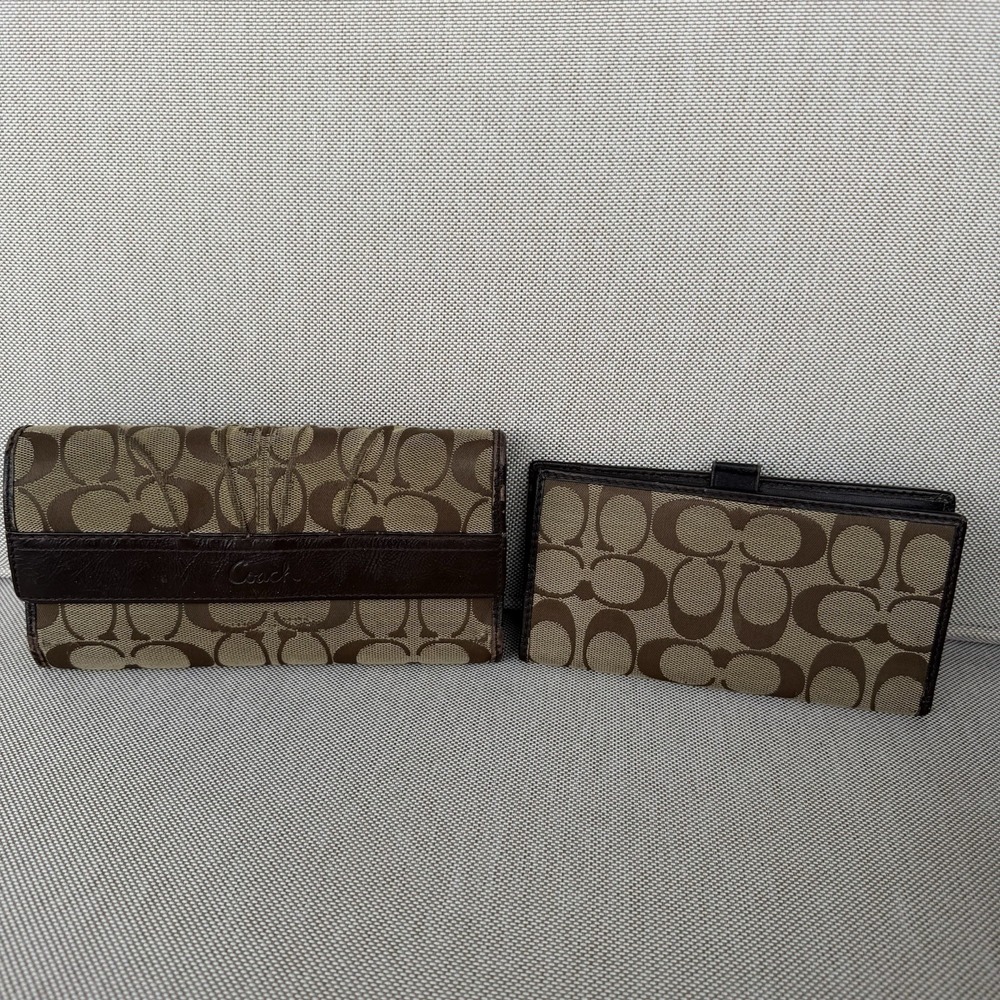 Coach Ashley Signature Jacquard Trifold Wallet W/Checkbook Insert Y2K Vintage